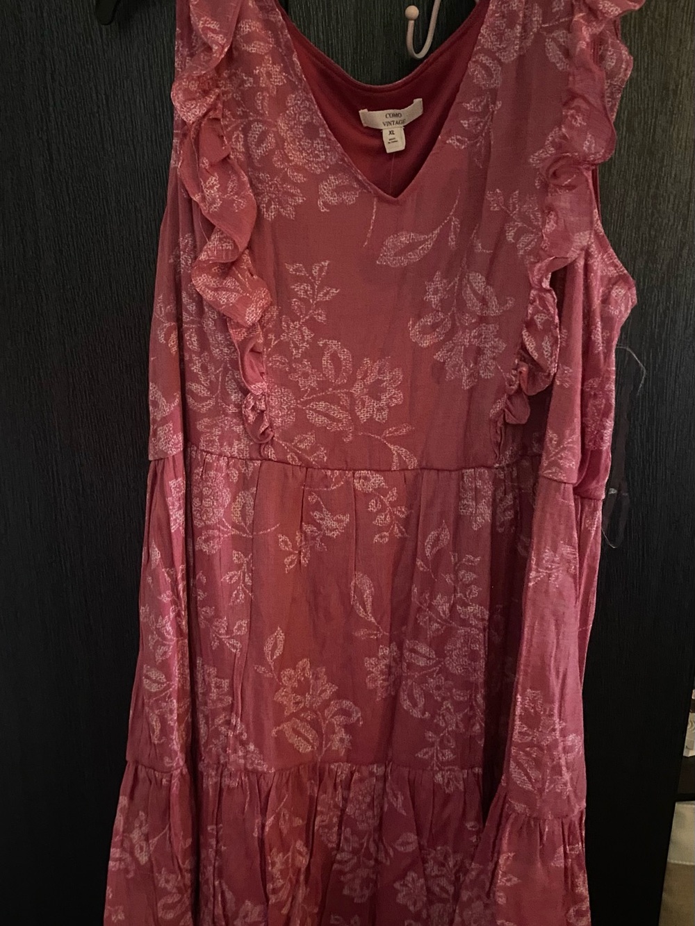 Como Vintage Rose-Red V-Neck Dress